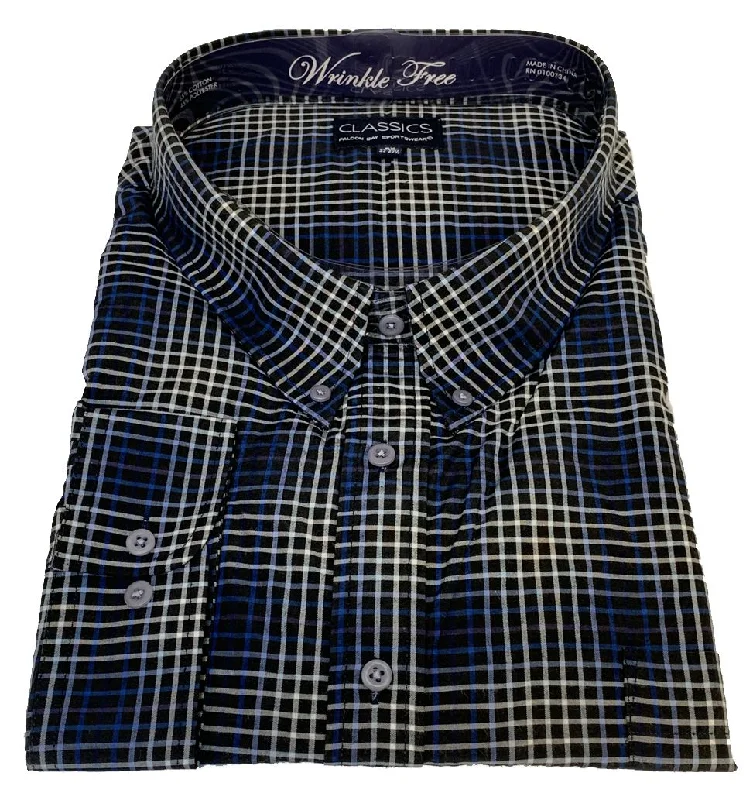 Layered shirt Falcon Bay Classics Navy/Royal/White Plaid Woven Dress Shirt