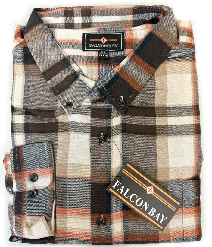 V-neck shirt Falcon Bay Long Sleeve Heavy Plaid Flannel Shirt With Pocket