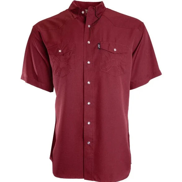 Flannel shirt Hooey Men's Sol Maroon Short Sleeve Western Snap Shirt