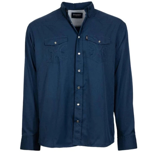 Oversized shirt Hooey Men's Sol Navy Long Sleeve Western Snap Shirt