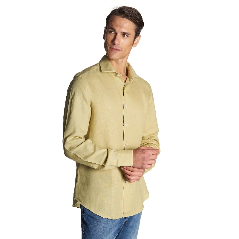 V-neck shirt LIGHT GREEN LINEN SHIRT