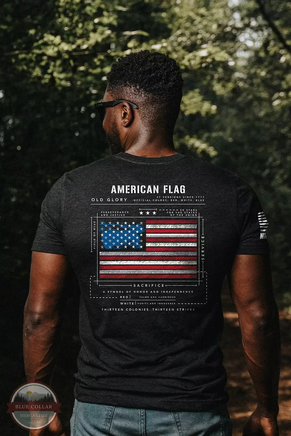 Boxy shirt FLAGSCH-TSTRI-CHARCOALBLACK American Flag Schematic Short Sleeve T-Shirt