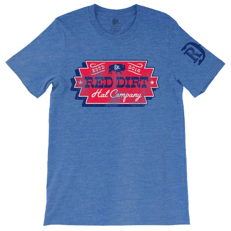 Long sleeve Red Dirt Hat Co. "Triple Square" T-Shirt in Heather Royal