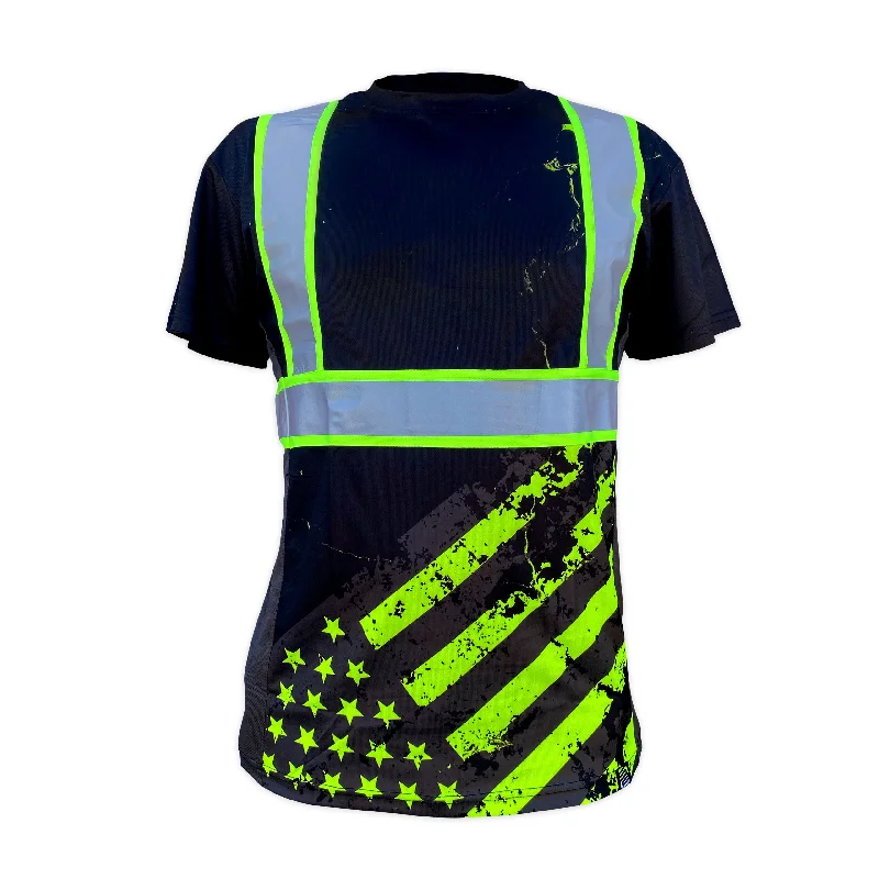 Button-up shirt SafetyShirtz SS360º Stealth American Grit Type-O Reflective Safety T-Shirt