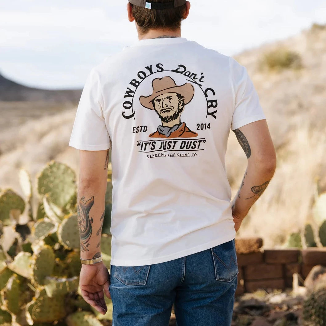 Layered shirt Sendero Provisions Co. Men's "Cowboys Don't Cry" Graphic T-Shirt in Vintage White